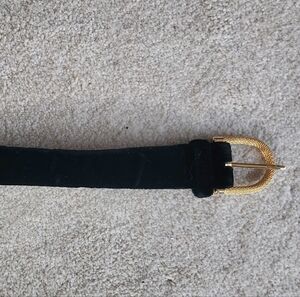 Talbots Black Velvet Belt with Gold Buckle S